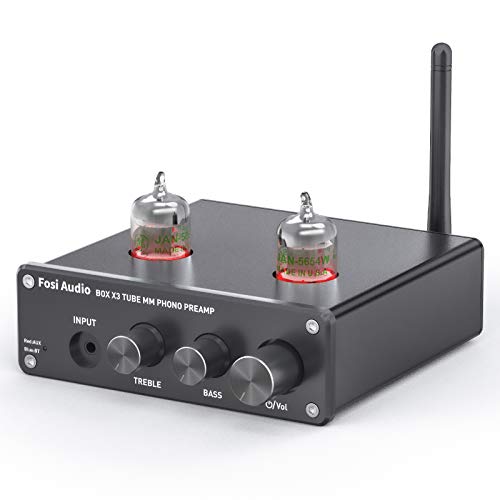 Fosi Audio Box X3 5654W Tube Phono Preamp Turntable Preamplifier for MM Phonograph Bluetooth 5.0 Mini Stereo Hi-Fi Pre-Amplifier for Home Audio Record Player Sound System