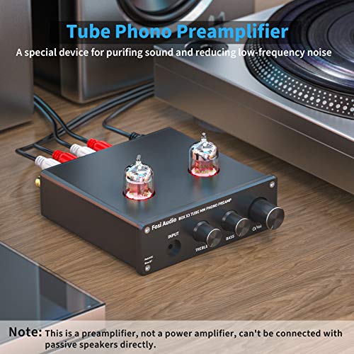 Fosi Audio Box X3 5654W Tube Phono Preamp Turntable Preamplifier for MM Phonograph Bluetooth 5.0 Mini Stereo Hi-Fi Pre-Amplifier for Home Audio Record Player Sound System