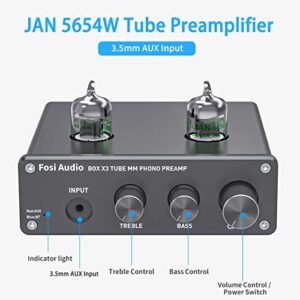 Fosi Audio Box X3 5654W Tube Phono Preamp Turntable Preamplifier for MM Phonograph Bluetooth 5.0 Mini Stereo Hi-Fi Pre-Amplifier for Home Audio Record Player Sound System