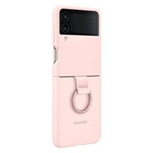 SAMSUNG Galaxy Z Flip 4 Silicone Cover with Ring, Protective Phone Case with Finger Loop, Matte Finish, Bold Style, Handheld Design, US Version, Pink