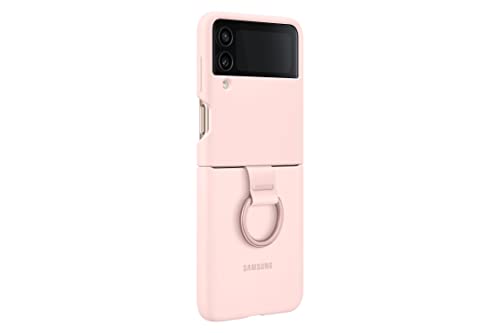 SAMSUNG Galaxy Z Flip 4 Silicone Cover with Ring, Protective Phone Case with Finger Loop, Matte Finish, Bold Style, Handheld Design, US Version, Pink