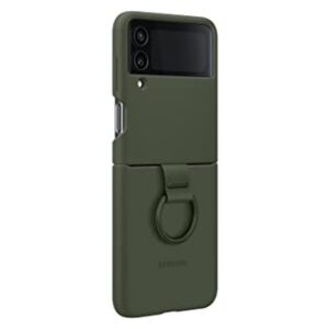 SAMSUNG Galaxy Z Flip 4 Silicone Cover with Ring, Protective Phone Case with Finger Loop, Matte Finish, Bold Style, Handheld Design, US Version, Green