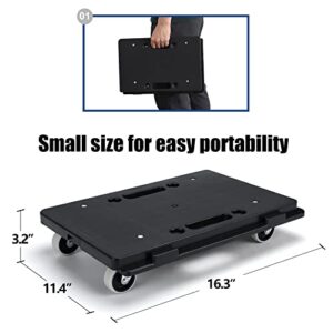 Majade Furniture Dolly Furniture Mover 4 Wheels Heavy Duty Small Flat Dolly Cart Portable Dollies with Wheels 2 Pack,16.3 x 11.4 inch Moving Dolly 500 Lbs Capacity Each Count, Black