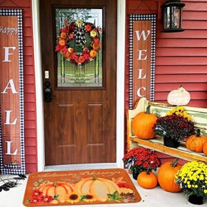 VERTKREA Pumpkin Sunflower Doormat, Autumn Floor Mat 18 × 30 Inches Happy Thanksgiving Mat Indoor for Living Room Bedroom Kitchen Orange
