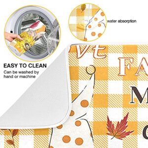 Kcldeci Autumn Fall Gnome Dish Drying Mat Kitchen Drying Pad Sunflower Pumpkin Dish Draining Mat Dish Rack Drainer Pad 18 x 24