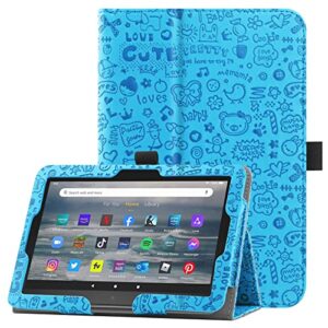 hgwalp case for all-new amazon fire 7 tablet (only compatible with 12th generation, 2022 release),slim premium pu leather folding stand cover for amazon fire 7 tablet with auto wake/sleep-blue