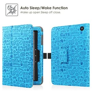 HGWALP Case for All-New Amazon Fire 7 Tablet (Only Compatible with 12th Generation, 2022 Release),Slim Premium PU Leather Folding Stand Cover for Amazon Fire 7 Tablet with Auto Wake/Sleep-Blue