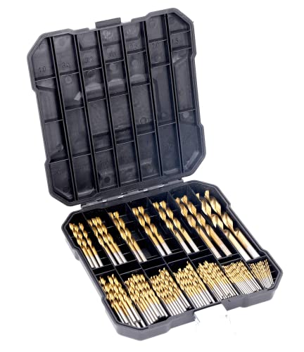 99 PCS Titanium Drill Bit Set, 118 Degree Tip High Speed Drill Bits Kit with Storage Case, Sizes from 1.5-10 MM for Steel, Aluminum, Copper, Soft Alloy Steel, Wood, Plastic