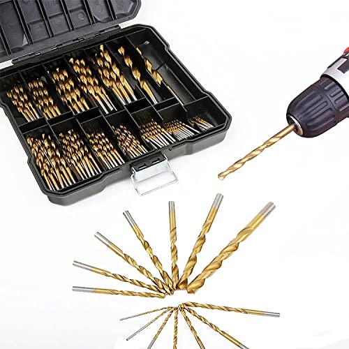 99 PCS Titanium Drill Bit Set, 118 Degree Tip High Speed Drill Bits Kit with Storage Case, Sizes from 1.5-10 MM for Steel, Aluminum, Copper, Soft Alloy Steel, Wood, Plastic