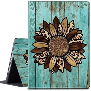 case for kindle fire 7 12th generation 2022 release latest model fire 7 tablet case for kids lightweight protective pu leather smart stand cover with auto wake sleep - leopard grain sunflower