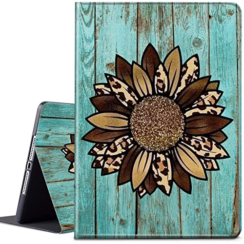 Case for Kindle Fire 7 12th Generation 2022 Release Latest Model Fire 7 Tablet Case for Kids Lightweight Protective PU Leather Smart Stand Cover with Auto Wake Sleep - Leopard Grain Sunflower