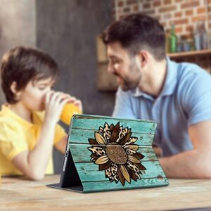 Case for Kindle Fire 7 12th Generation 2022 Release Latest Model Fire 7 Tablet Case for Kids Lightweight Protective PU Leather Smart Stand Cover with Auto Wake Sleep - Leopard Grain Sunflower