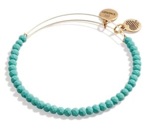 alex and ani accents beaded expandable bangle for women, matte brilliance, turquoise beads, rafaelian gold finish, 2 to 3.5 in