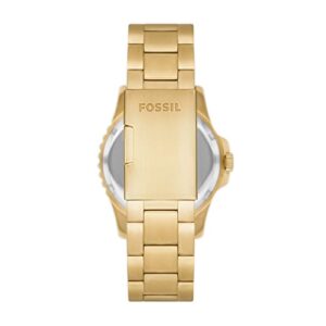 Fossil Men's Fossil Blue Quartz Stainless Steel Three-Hand Watch, Color: Gold (Model: FS5950)