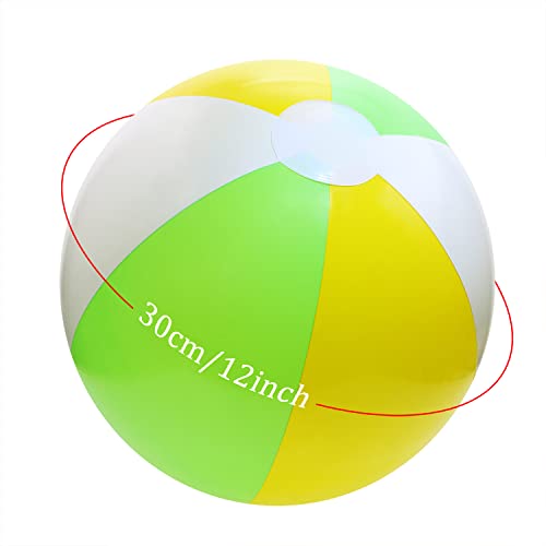 PENTA ANGEL Beach Balls 2PCS 12 Inch Inflatable/Blow Up Classic Rainbow Color Summer Swimming Pool Party Favors Water Toy Beachball for Women Men Adults Playing (Yellow&Green&White, 12 Inch)