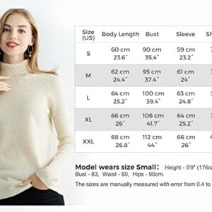 LINY XIN Turtleneck Sweater Women Fall Winter Sweater Long Sleeve Warm 100% Merino Wool Knit Pullover Sweater Tops (Tan,M)