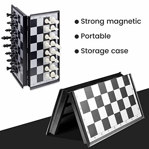 CSVICTORY Classic Chess Set 11.8" x 11.8"- Magnetic Chess Pieces with Folding Magnetic Chess Board, Staunton Chess Pieces & Storage Box, Magnetic Chess Set, 3-in-1 Board Game Set