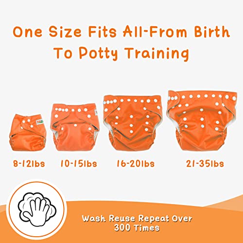 AnAnBaby Reusable Cloth Diapers for Babys, One Size Adjustable Washable Pocket Nappy Covers 6 Pack with 9pcs Microfiber Inserts for Toddler Boys & Girls