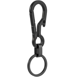 keyunity km01 titanium edc keychain clip with bottle opener, quick release carabiner key ring holder for men (pvd black)