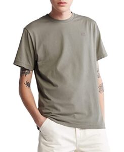 calvin klein men's smooth cotton solid crewneck t-shirt, dusty olive, large