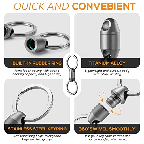 TIMULTI Quick Release Keychain,Titanium Detachable Pull Apart Key Chain,Quick Disconnect Swivel Connector Keychain Accessories with Key Ring