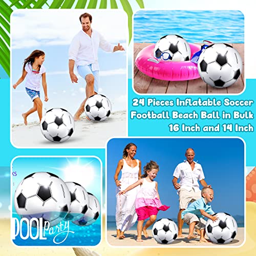 Charniol 24 Pieces Inflatable Beach Ball 14 Inch 16 Inch Beach Soccer Ball Blow up Pool Ball Inflatable Soccer Ball Beach Game Toys for Summer Outdoor Swimming Pool Games Activity Party Favors Decor