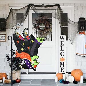 3D Witch Riding Broom Halloween Garden Flag, YEAHOME Vertical Double Sided 12.5x18 Inch Applique Yard Flag, Halloween Decorations Outdoor, Rustic Farmhouse Decor for Seasonal Holiday