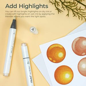 Ohuhu Alcohol Colorless Blenders - Pack of 6 Alcohol Based Ink No.0 Clear Blender Brush of Ohuhu Markers for Adding Highlights Textures - Erasing Mistakes - Works Well with All Alcohol Markers