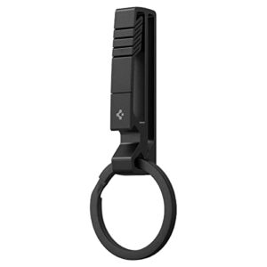 spigen metal fit titanium belt loop key ring clip holder, car keychain key clip for belt, bottle opener key chain ring for men and women - black
