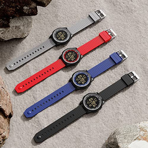 GOLDEN HOUR Ultra-Thin Minimalist Sports Waterproof Digital Watches Men with Wide-Angle Display Rubber Strap Wrist Watch for Men Women in Black