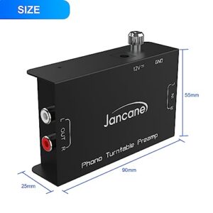 Phono Turntable Preamp, Phonograph Preamplifier with RCA Input, RCA/TRS Output, Phono Preamp for Turntable Record Play with 12 Volt DC Adapter