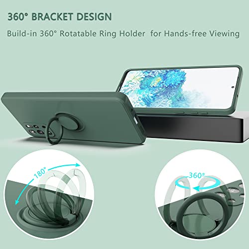 AYMECL S20 Plus Case,Galaxy S20 +/S20 Plus 5G Case, 360° Ring Holder Slim Silicone Soft Rubber Hybrid Hard Protection Shockproof Bumper Non-Slip Cover for Samsung Galaxy S20 Plus 5G 6.7",ArmyGreen