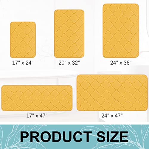 OLANLY Memory Foam Bath Mat Rug, Ultra Soft Non Slip and Absorbent Bathroom Rug, Machine Wash Dry, Comfortable, Thick Bath Rug Carpet for Bathroom Floor, Tub and Shower, 24x16, Yellow