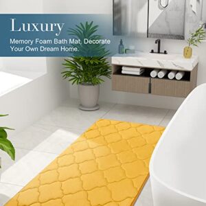 OLANLY Memory Foam Bath Mat Rug, Ultra Soft Non Slip and Absorbent Bathroom Rug, Machine Wash Dry, Comfortable, Thick Bath Rug Carpet for Bathroom Floor, Tub and Shower, 24x16, Yellow