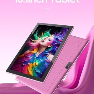 Tablet 64GB 10 Inch Tablet, Android 11 Tablets, 6000mAh Battery Quad Core HD Touch Screen Tableta Computer, with WiFi BT Google Play Tabletas. (Pink)