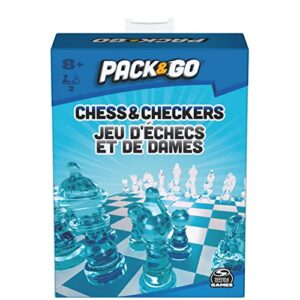 Spin Master Games Pack & Go Chess & Checkers Board Game from Spin Master Games Portable 2-Player Games Chess Board Chess Set for Adults and Kids Ages 8 and up