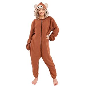 Tao-Ge Monkey Onesie Adult Men Women Monkey Costume Pajamas Animal Onesies Suit for Christmas with Funny Banana Accessories Brown