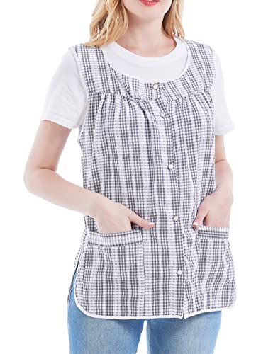 Nanxson Women Cobbler Apron with 2 Patch Pockets,Smock with Buttons for Work Chef kitchen CF3152