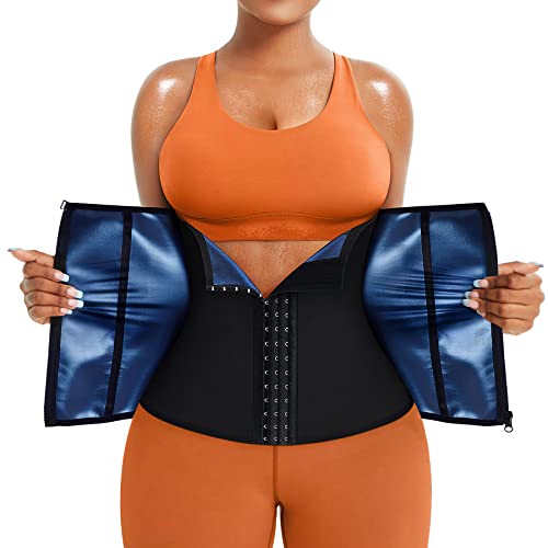 TrainingGirl Women Waist Trainer Trimmer Corset Weight Loss Tummy Wrap Workout Belt Sweat Belly Band Sports Girdle Sauna Suit Black