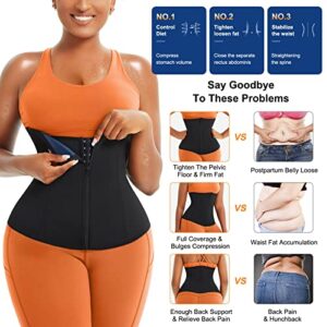 TrainingGirl Women Waist Trainer Trimmer Corset Weight Loss Tummy Wrap Workout Belt Sweat Belly Band Sports Girdle Sauna Suit Black