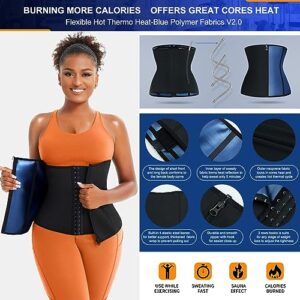 TrainingGirl Women Waist Trainer Trimmer Corset Weight Loss Tummy Wrap Workout Belt Sweat Belly Band Sports Girdle Sauna Suit Black