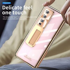 Case for Samsung Galaxy Z Fold 3 5G 2021, Plating Crystal Kickstand Case with S Pen, Removable Hinge Protection Holder and Built-in Camera Lens Protector and Front Screen Protector