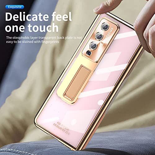 Case for Samsung Galaxy Z Fold 3 5G 2021, Plating Crystal Kickstand Case with S Pen, Removable Hinge Protection Holder and Built-in Camera Lens Protector and Front Screen Protector