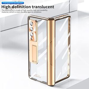 Case for Samsung Galaxy Z Fold 3 5G 2021, Plating Crystal Kickstand Case with S Pen, Removable Hinge Protection Holder and Built-in Camera Lens Protector and Front Screen Protector