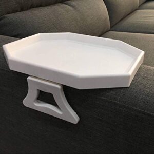 Xchouxer Sofa Arm Clip Table, Armrest Tray Table, Drinks/Remote Control/Snacks Holder (White , 2.5D x 9W x 4.5H in