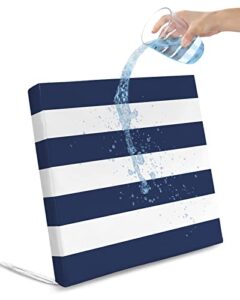 lusweet waterproof patio chair seat covers navy stripes simple blue and white 2 pack outdoor cushion covers,removable cushion slipcovers for dining room,garden,beach 20x18x4 inch