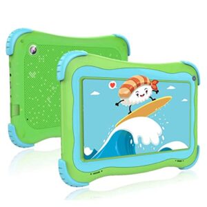 kids tablet 7 inch android tablet for kids, tablet for toddlers tablet with wifi parental control dual camera 1gb 32gb google playstore youtube netflix for boys girls (green)