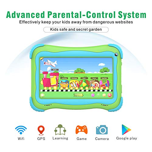 Kids Tablet 7 inch Android Tablet for Kids, Tablet for Toddlers Tablet with WiFi Parental Control Dual Camera 1GB 32GB Google Playstore YouTube Netflix for Boys Girls (Green)