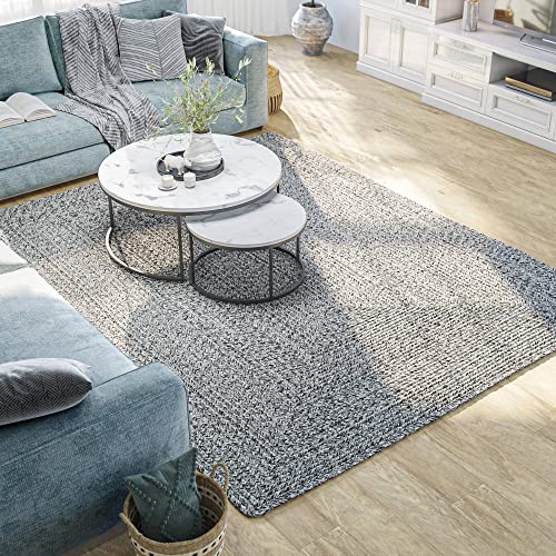 BELLEZE Area Rug Modern Solid Colored Indoor Outdoor Rug, Accent Rug for Patio, Living Room or Kitchen, Luxury Bohemian Style Home Decor, 8' x 10' - Light Gray
