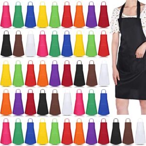 36 pack bib apron bulk cotton aprons for women with pockets unisex chef kitchen apron washable plain apron cooks apron for kitchen cooking restaurant bbq painting crafting, 12 colors()